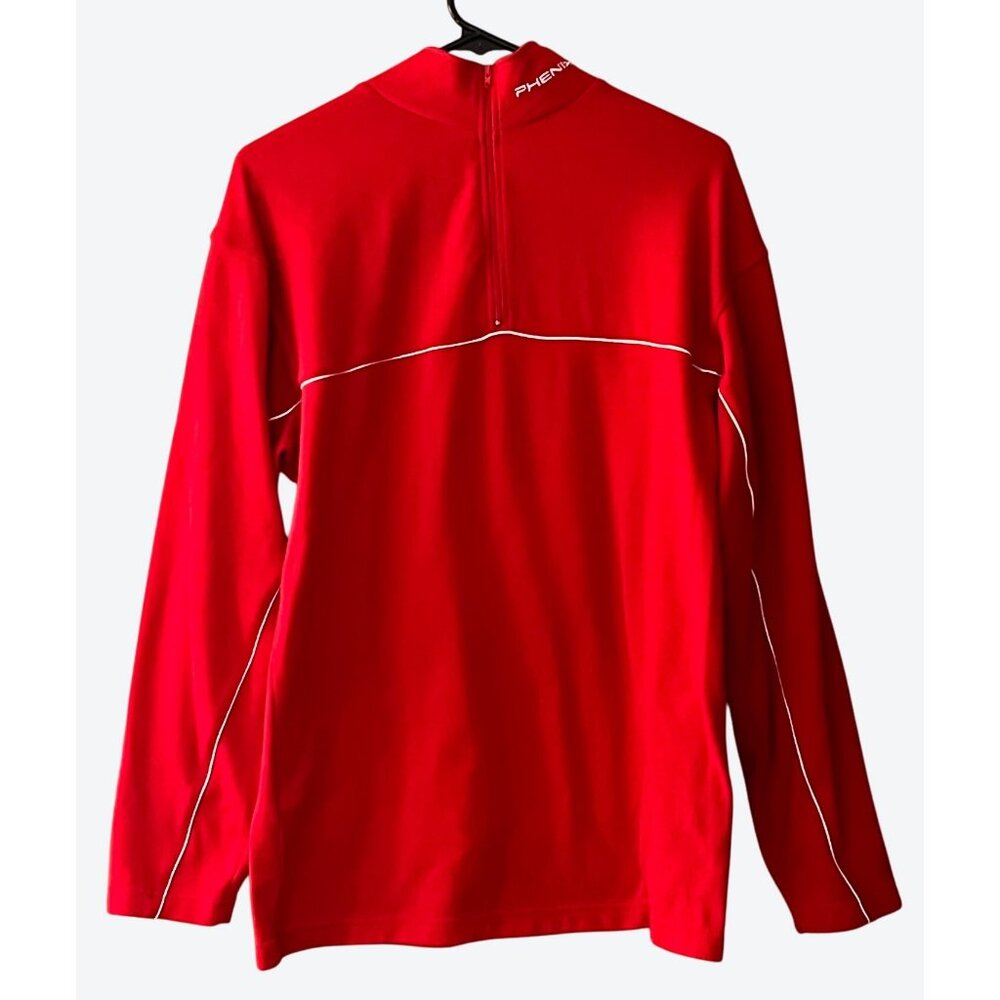 Phenix Men's Medium Long Sleeve 1/4 Polyester Fleece Top Red White
